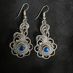 Elegant Silver and Blue Dangle Earrings